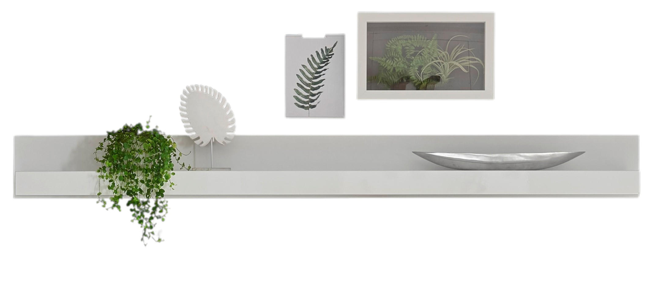 WANDBOARD weiß, Hochglanz, Wandregal, 217 x 22 cm - Weiß Hochglanz, Holzwerkstoff (217/22/18cm) - Furn.Design