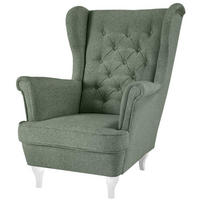 CHESTERFIELD-SESSEL Falco grün mit Weiß Holzbeinen - Weiß/Grün, Holz/Textil (82/102/92cm) - Beautysofa