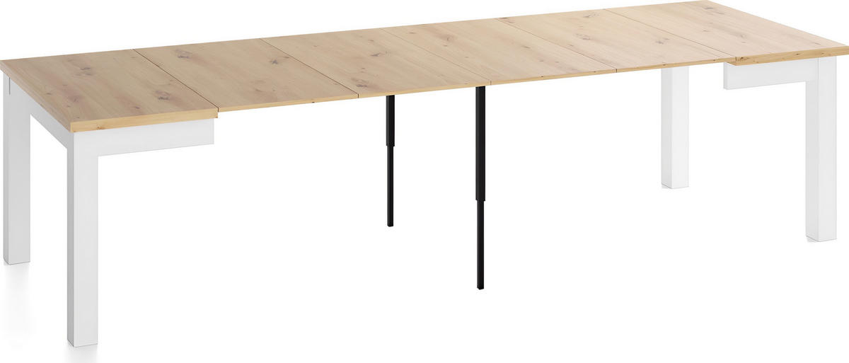 ESSTISCH Toren Weiß ausziehbar verlängerbar quadratisch, Eiche Artisan Hellbraun 100-300/100/76.5 cm - Braun/Weiß, Holz/Holzwerkstoff (100/300/76.5cm) - WFL GROUP