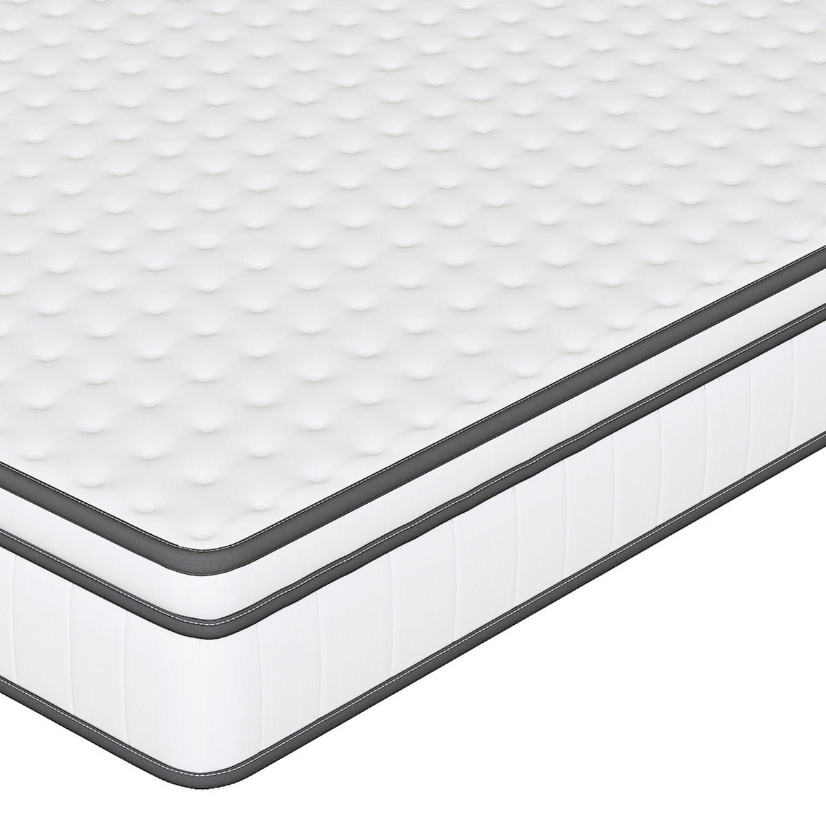 TASCHENFEDERKERNMATRATZE 90x200x25cm Modell "AeroSleep" 7-Zonen Hybrid-System mit 3D-Belüftung – Weiß/Grau - Weiß, Textil (90/200cm) - DELFA