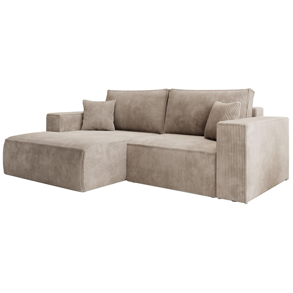 ECKSOFA Farese Mini mit Cordbezug Beige, links - Beige/Schwarz, Textil (240/167cm) - Selsey
