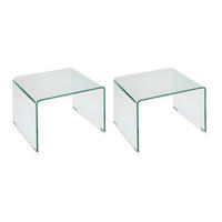 2ER-SET Nachttische - Glas - SUZANA - Transparent, Glas (40/40/50cm) - Vente-Unique