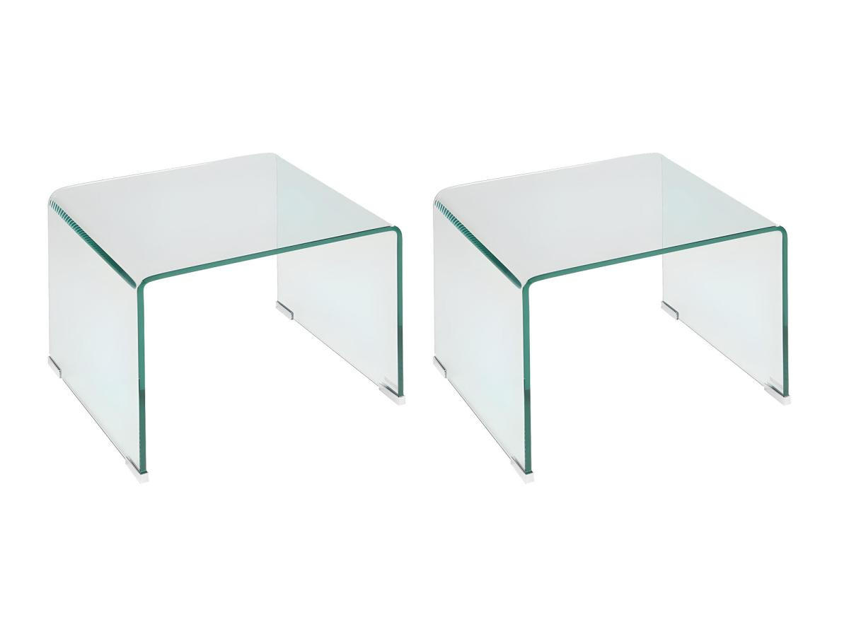 2ER-SET Nachttische - Glas - SUZANA - Transparent, Glas (40/40/50cm) - Vente-Unique