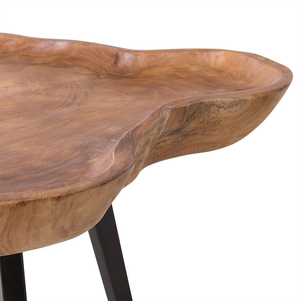 BEISTELLTISCH Teakholz hellbraun Elsa - Hellbraun/Schwarz, Holz (56/60/51cm) - Beliani