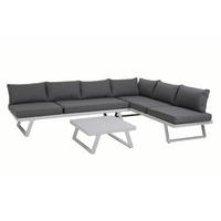 GARTENLOUNGE-SET Yala Ecksofa, 1 Couchtisch, 4 Sitzkissen, 7 Rückenkissen - Grau, Metall - TPFGarden