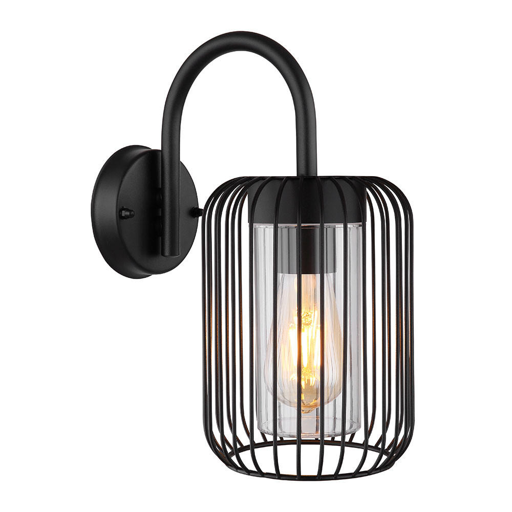 LED AUSSEN-WANDLEUCHTE Edelstahl Schwarz - Schwarz, Metall (16/32.5/16cm) - Globo Lighting