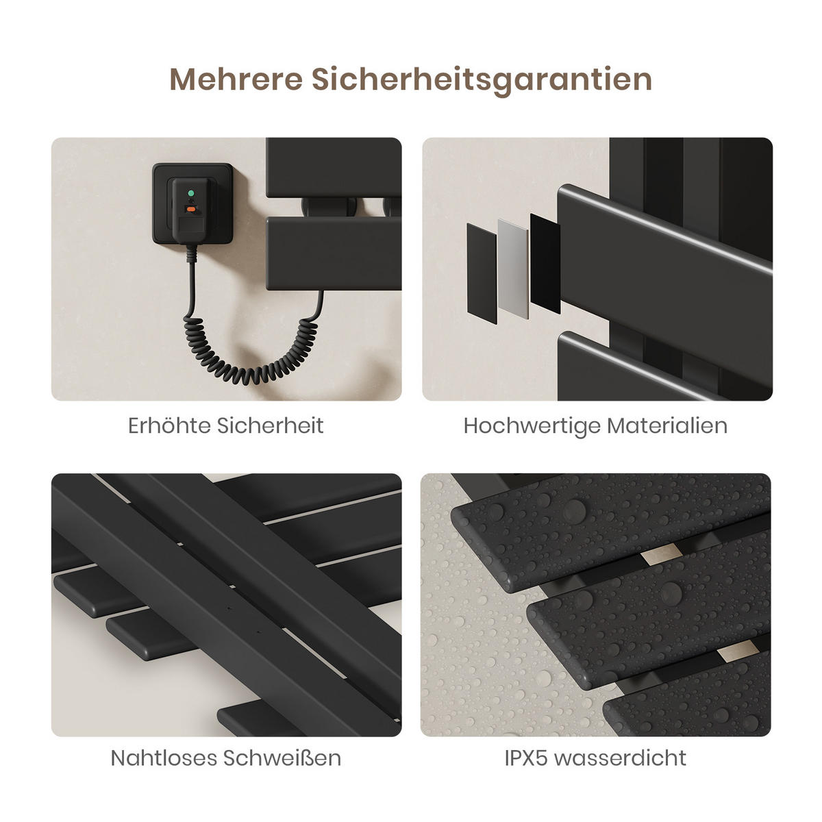 HEIZKÖRPER Elektrisch WLAN Thermostat Schwarz 100/50 cm - Schwarz, Metall (50/100/11cm) - EMKE