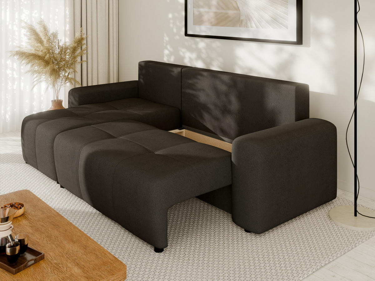 ECKSOFA Nolani mit Schlaffunktion & Bettkasten – Modern & Bequem - Bronzefarben, Kunststoff (248/145cm) - Panda Möbel