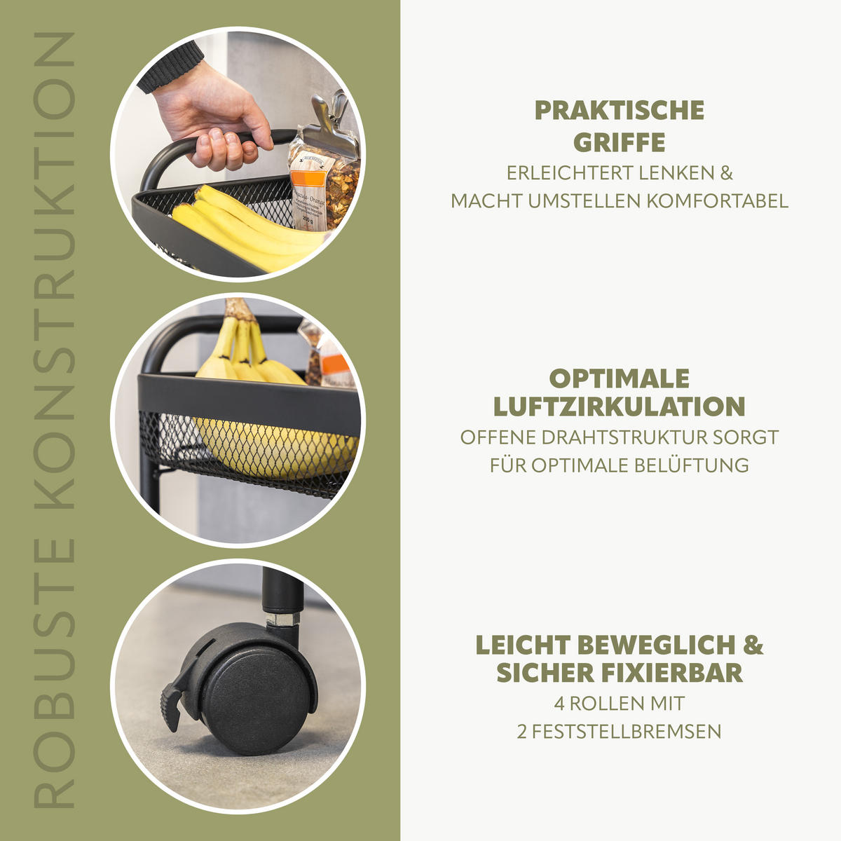 ROLLWAGEN, schwarz, Metall - Schwarz, Metall (47/79.5/27cm) - eluno