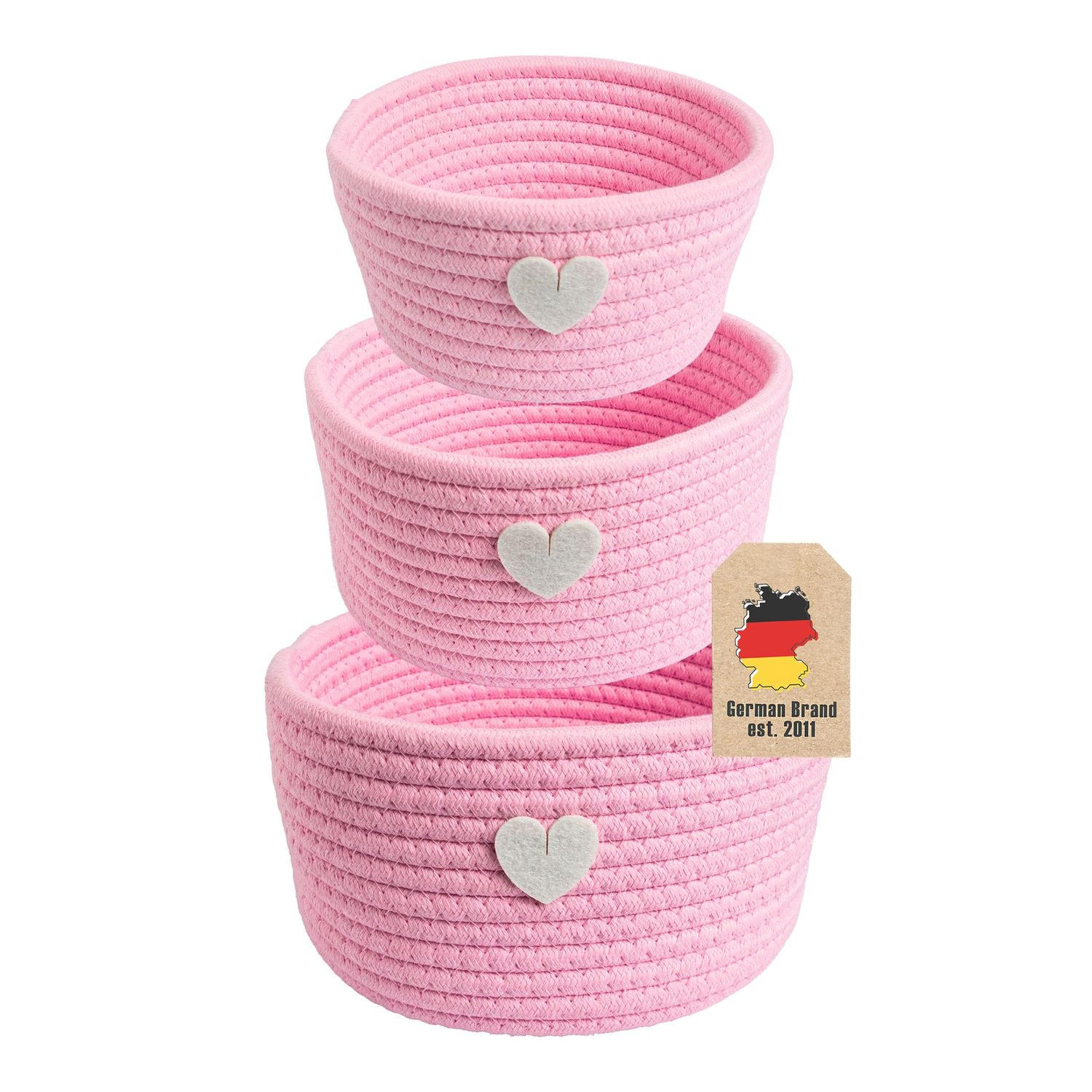 AUFBEWAHRUNGSKORB SET (3-tlg.) - Rosa, Textil (24/14/24cm) - Intirilife