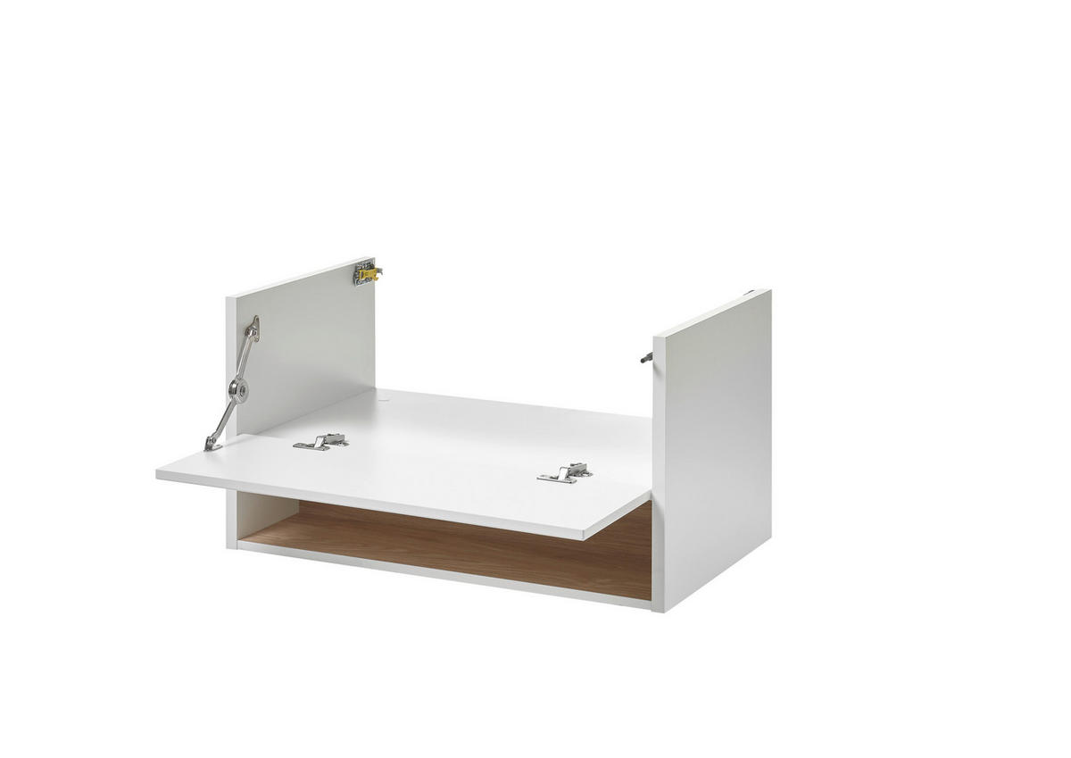 WASCHTISCH M20 Weiß Hochglanz & Eiche Dekor 80/42/46 cm schmal ohne Waschbecken - Weiß Hochglanz/Eichefarben, Holzwerkstoff (80/42/46cm) - Livojo