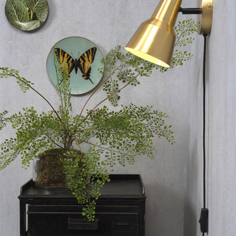 Goldene Wandlampe mit Schalter