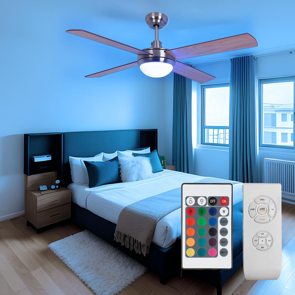 LED DECKENLEUCHTE Ventilator Silber Sperrholz - Silberfarben, Kunststoff (132/132/41cm)