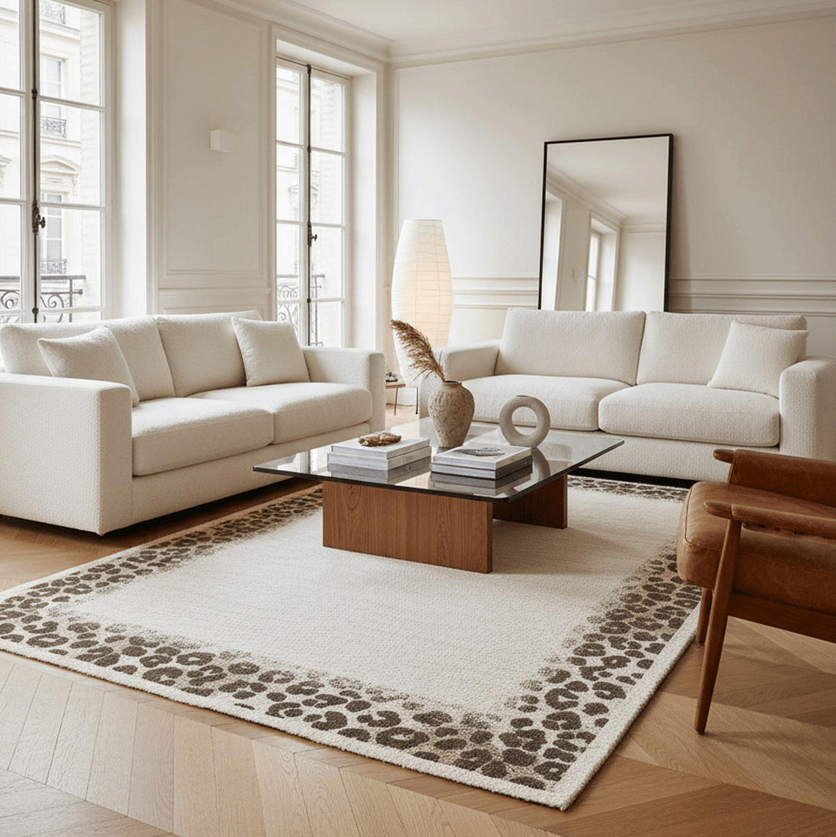 TEPPICH, Weicher mit Leoparden-Design beige - Beige, Textil (120/170cm) - AFK Living