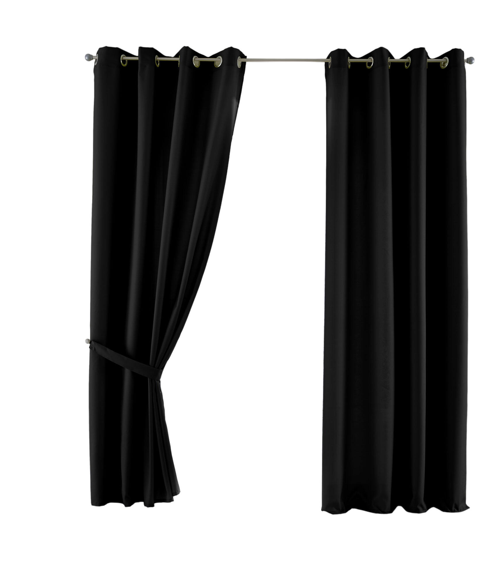 VORHANG 2ER SET PALERMO HxB 245x140 cm Schwarz - Schwarz, Textil (140/245cm) - Gardinenbox