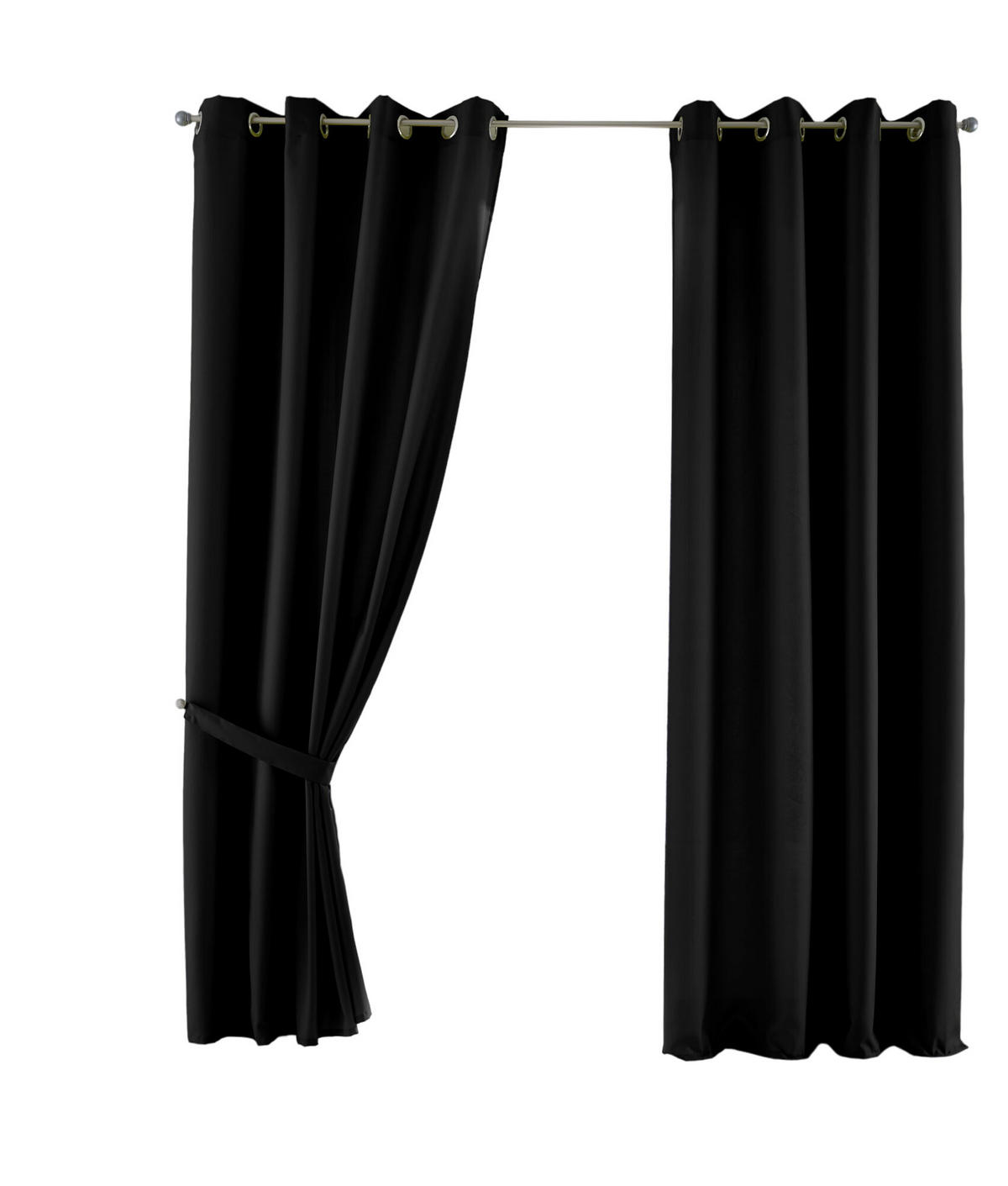 VORHANG 2ER SET PALERMO HxB 175x140 cm Schwarz - Schwarz, Textil (140/175cm) - Gardinenbox