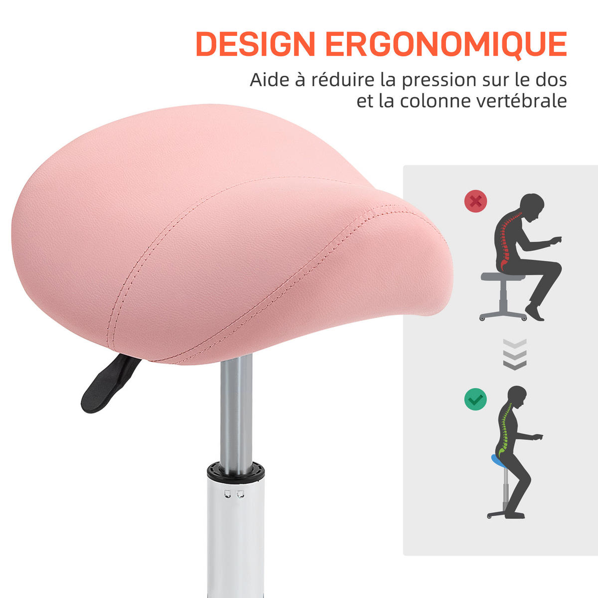 BÜROHOCKER DE-18026 höhenverstellbar 49-61 cm, ergonomisch Rosa - Pink, Metall (47/57/48cm) - ComfortXL
