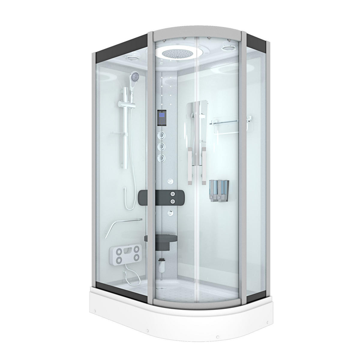 DUSCHE DampfduscheD60-70T3R Weiß 80x120 - Weiß, Glas/Kunststoff (80/120/215cm) - AcquaVapore by Sandra Jentho