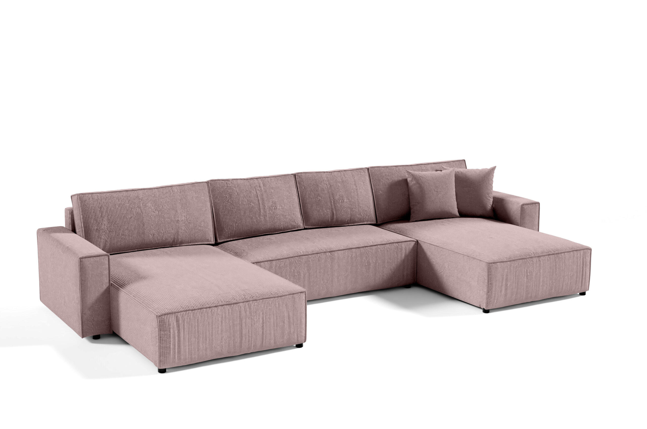 WOHNLANDSCHAFT Sekwana U Rosa - Altrosa, Naturmaterialien (185/70/398cm) - Fedve