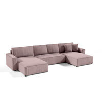 WOHNLANDSCHAFT Sekwana U Rosa - Altrosa, Naturmaterialien (185/70/398cm) - Fedve