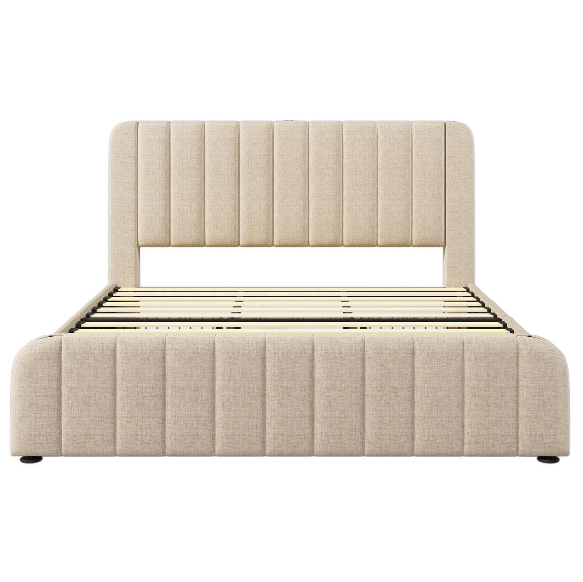 POLSTERBETT 180/200 cm Beige mit USB Typ-C Ladefunktion und 4 Schubladen - Beige, Textil (180/200cm) - OKWISH