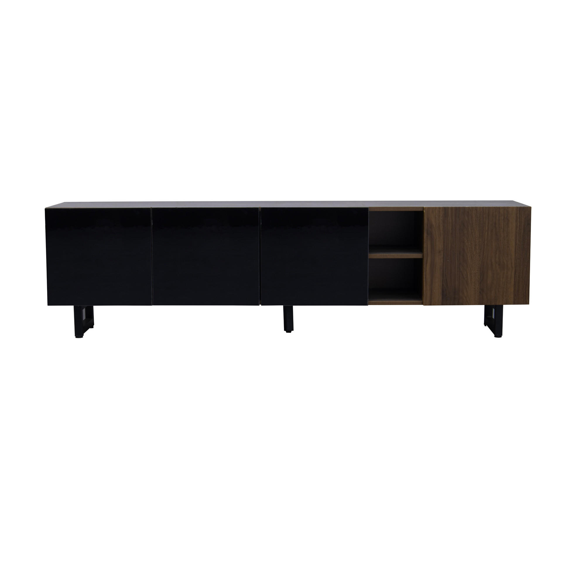 TV skrinka 180/38/50 cm, čierna a prírodná, MDF, moderná minimalistická - svetlohnedá, kompozitné drevo (180/50/38cm) - BEAOK