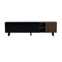 TV skrinka 180/38/50 cm, čierna a prírodná, MDF, moderná minimalistická - svetlohnedá, kompozitné drevo (180/50/38cm) - BEAOK