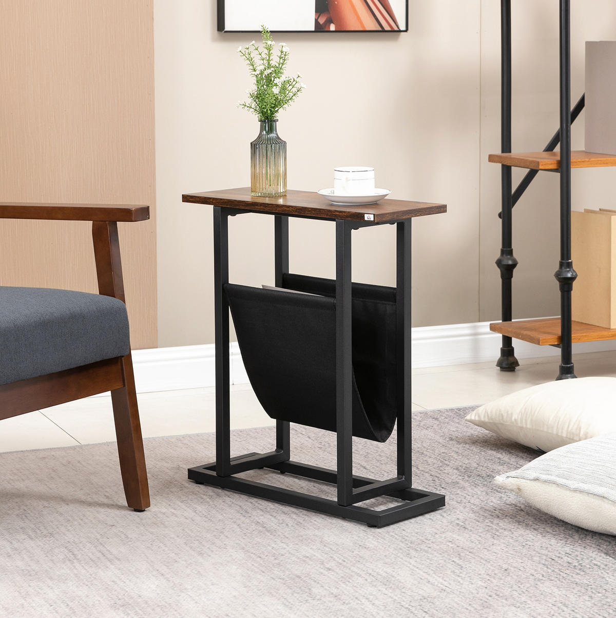 BEISTELLTISCH 49/55/19 cm Dunkelbraun aus Polyester mit Aufbewahrungstasche - Braun, Textil (49/19/55cm) - OKMYHOME