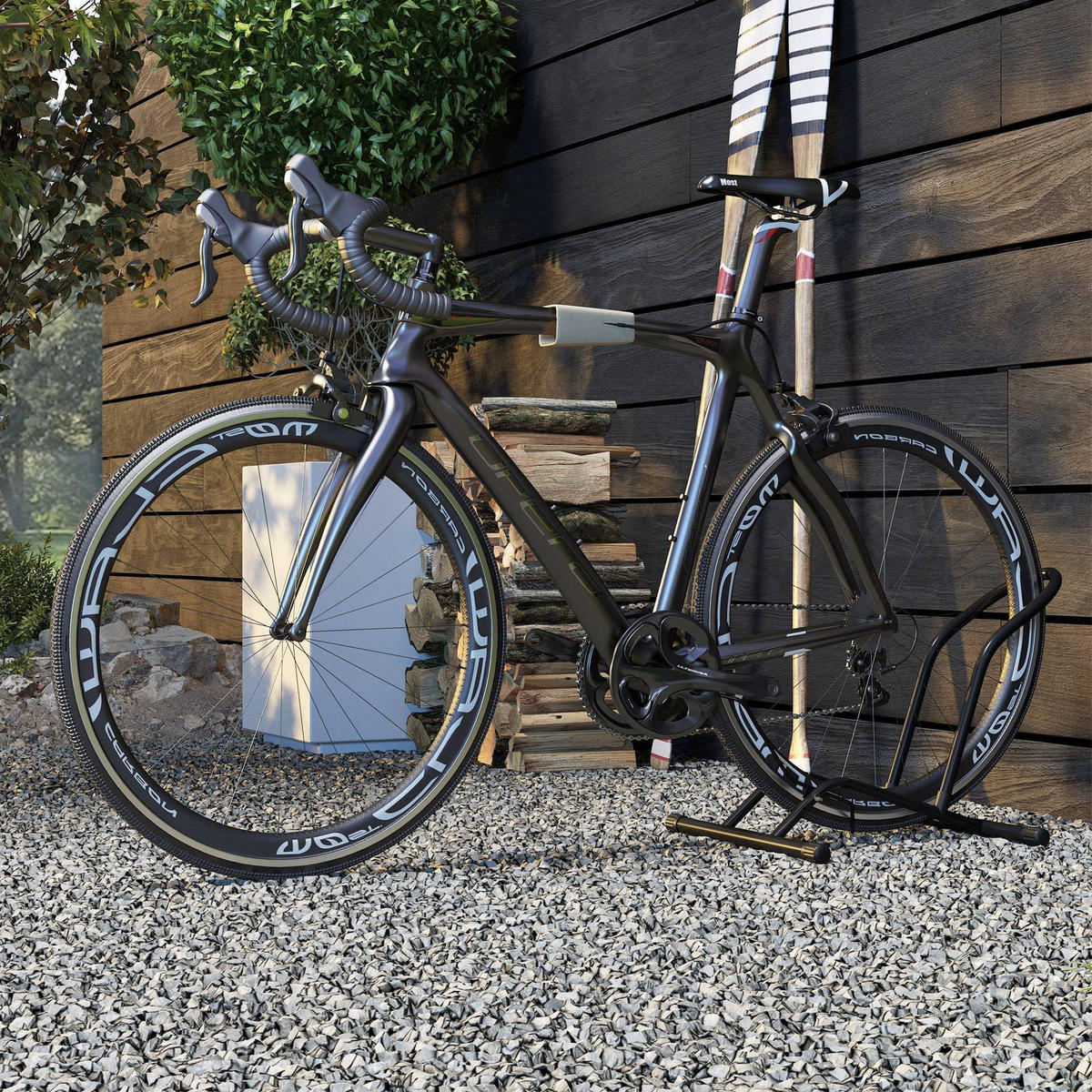 FAHRRADSTÄNDER Stahl Schwarz - Schwarz, Metall (41/38/59cm) - SPORTNOW