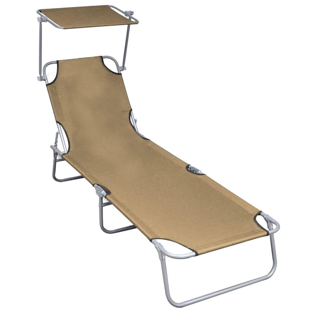 KLAPPLIEGE mit Sonnenschutz Taupe Aluminium - Taupe, Textil (57.5/27/188.5cm) - furnicato