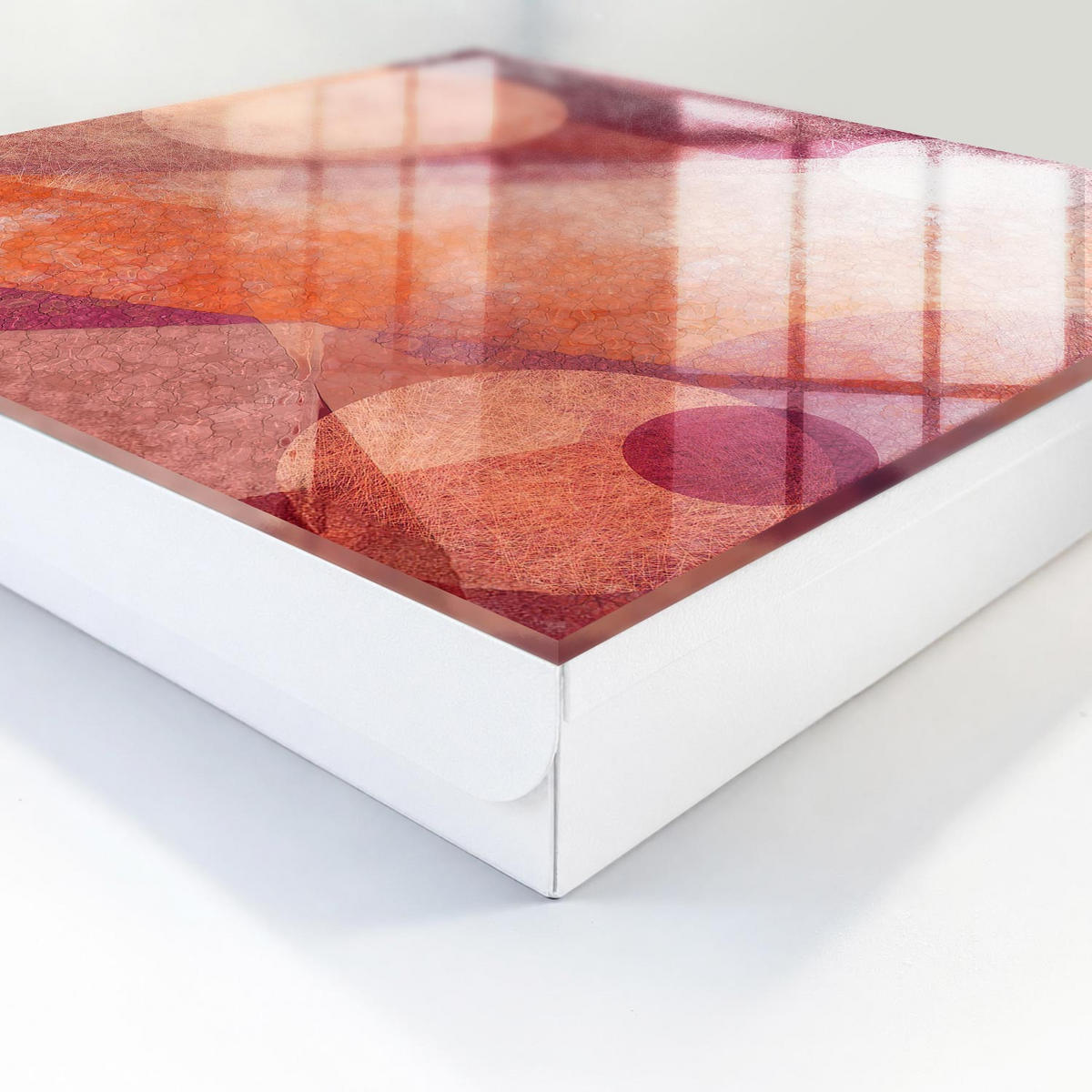 SCHLÜSSELBOX Weiß 30x30 cm – Türöffnung nach rechts - Die Energie der Abstraktion - Pink, Metall (30/30/5cm) - TULUP