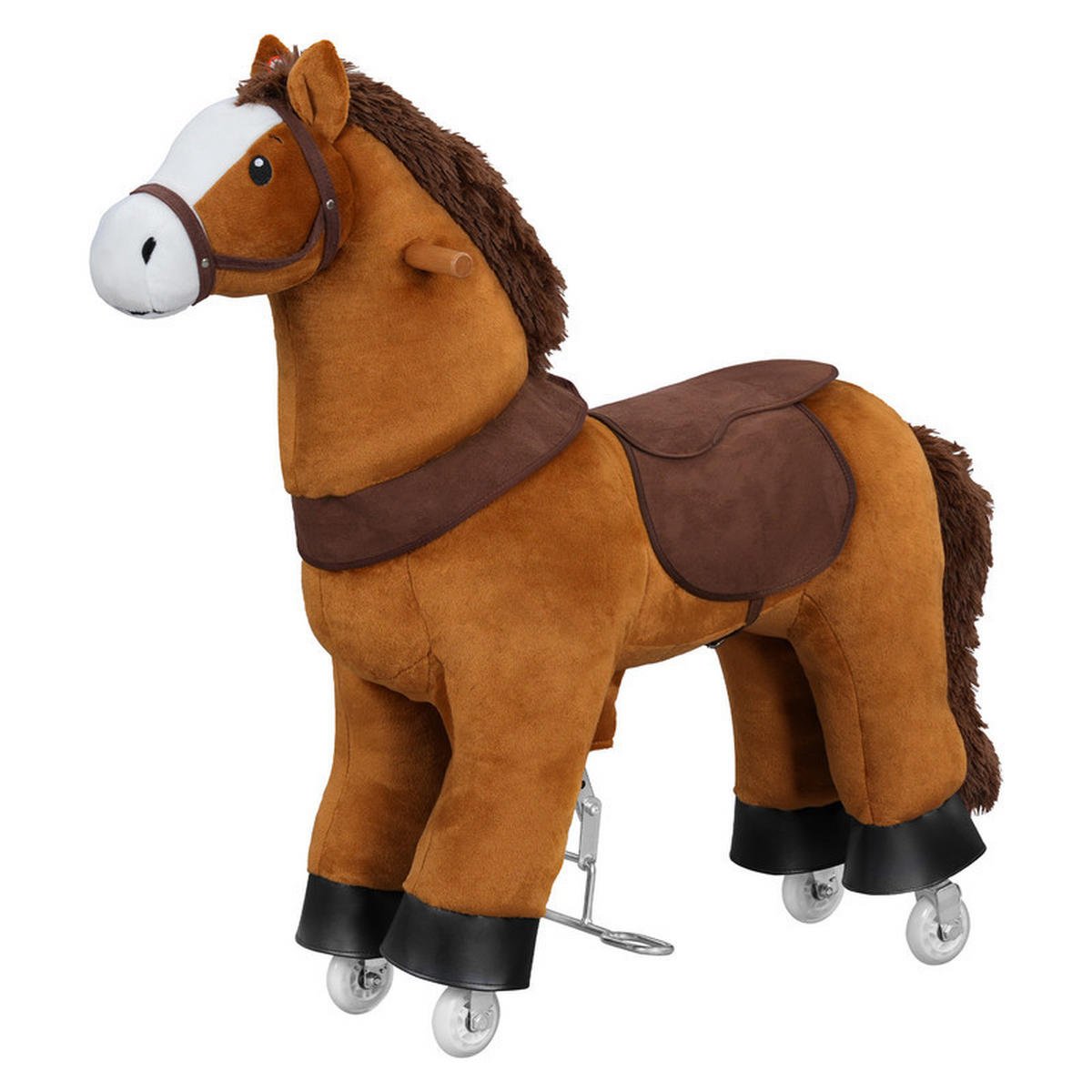 SCHAUKELPFERD Kinder – mit Sound und Rollen - Braun, Holz (30/77/80cm) - Auledio