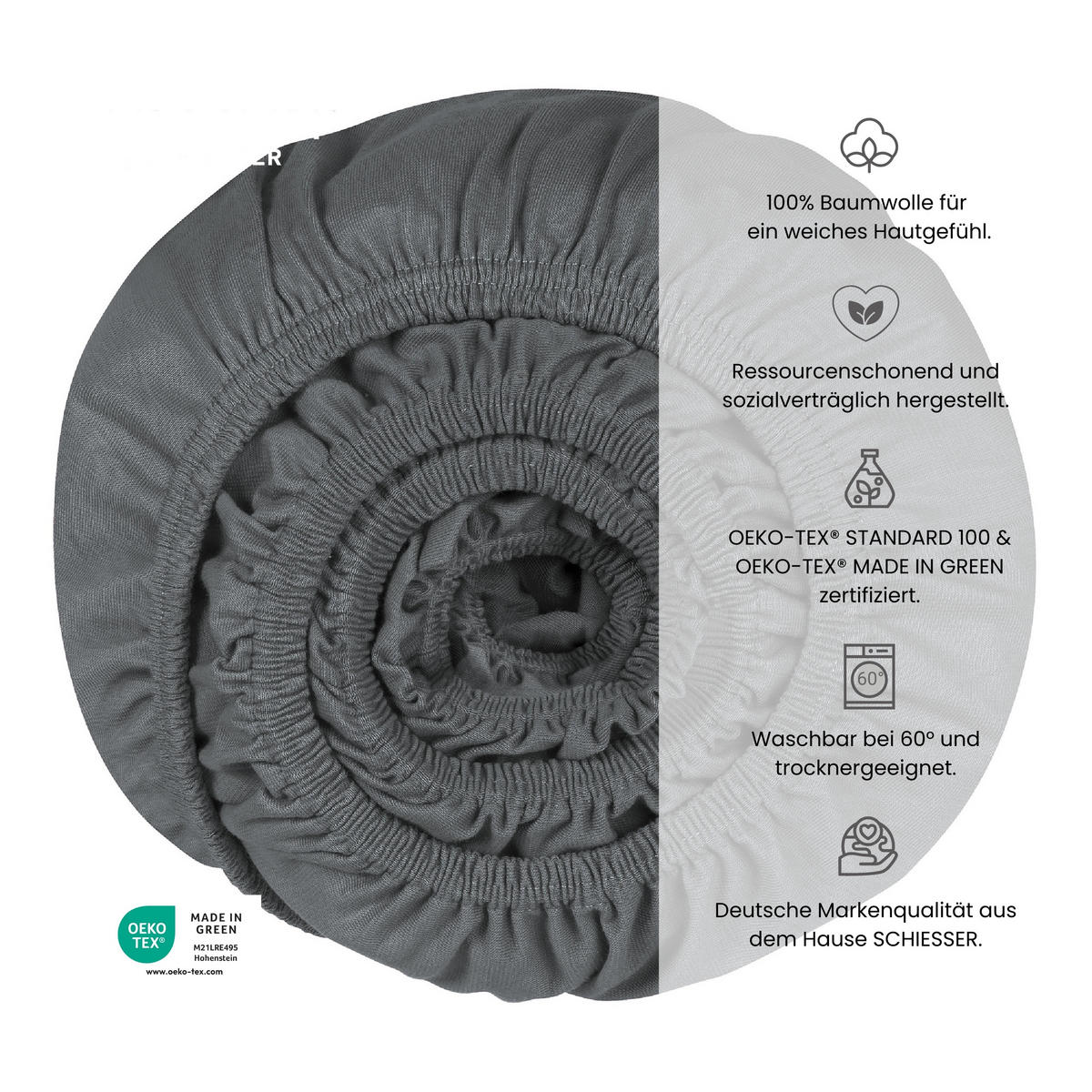 SPANNBETTLAKEN New Jersey - Edeljersey - 150 x 200 cm - Dunkelgrau - Dunkelgrau, Textil (150/200cm) - Uncover by Schiesser