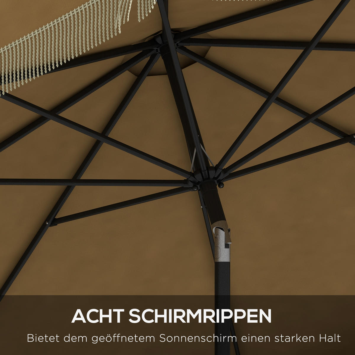 SONNENSCHIRM, Polyester, Stahl, Khaki - Braun, Metall (265/265cm) - Outsunny