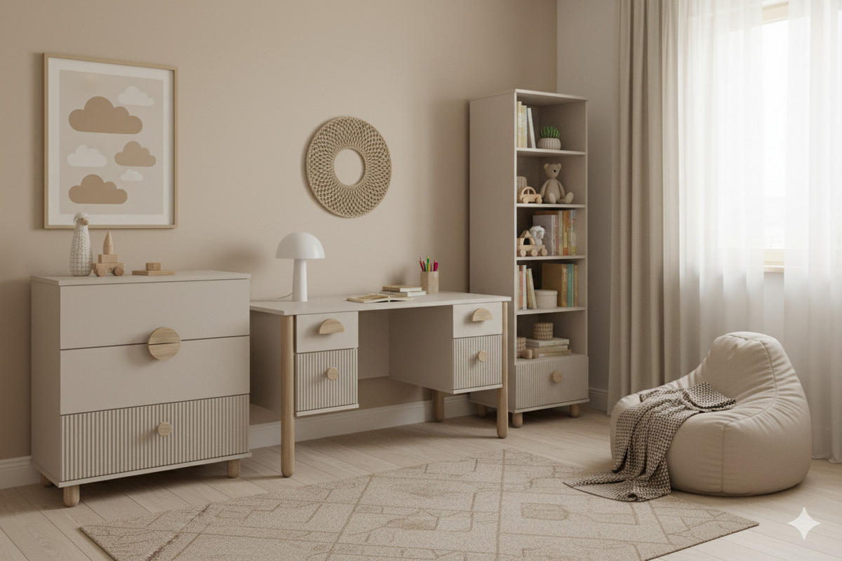 KINDERSCHREIBTISCH Bebella - Beige, Naturmaterialien (53/74/140cm) - kiki design