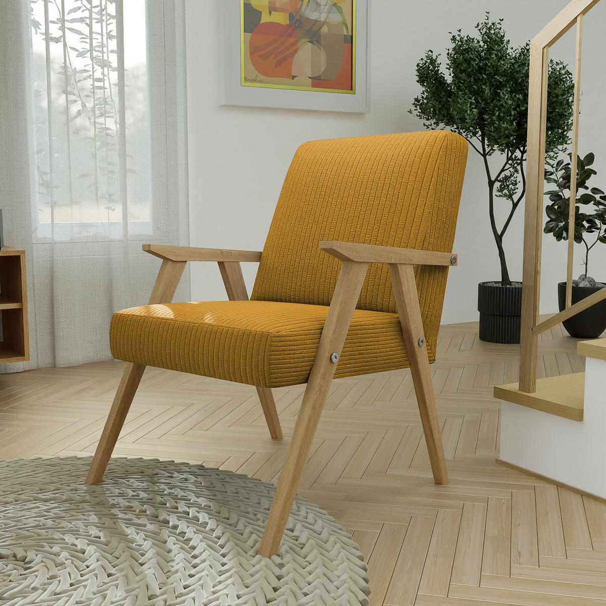 SESSEL PRL Holzgestell, 59/63/81 cm Gelb - Gelb, Holz/Textil (59/81/63cm) - Idohome