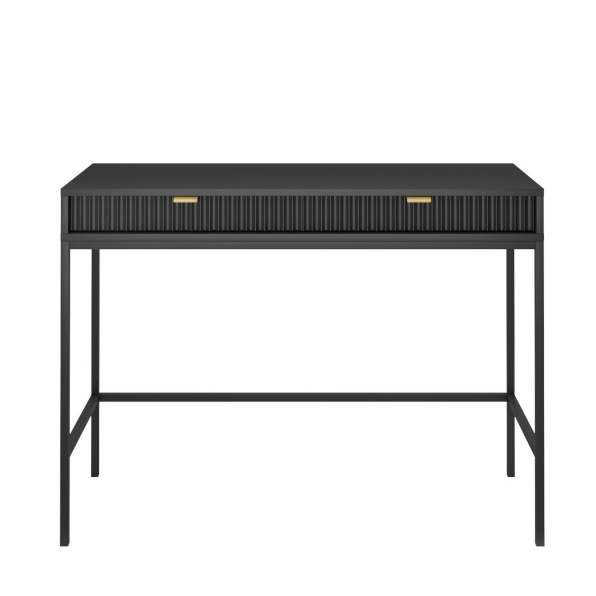 SCHMINKTISCH NANAIMO TOA1-2S Profilierte Fronten, Schwarz - Schwarz, Holzwerkstoff/Kunststoff (104/77/50cm) - Komodee