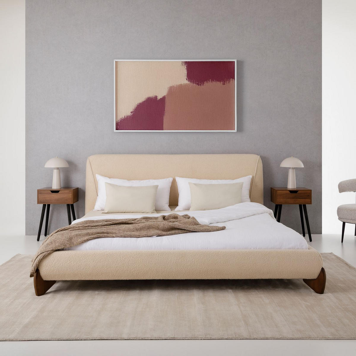 POLSTERBETT PATERNA 180X200 CM BEIGE - Beige, Textil (180/200cm) - IDIMEX