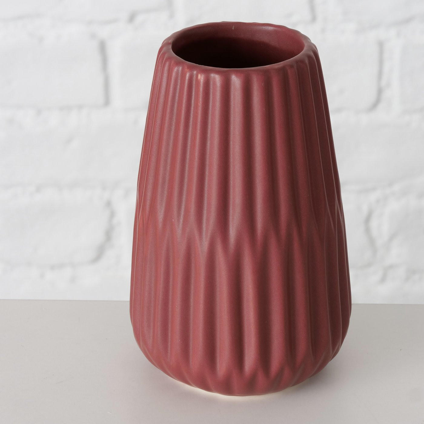 VASE Porzellan Esko 17 cm - Weinrot, Keramik (17cm) - Boltze Home