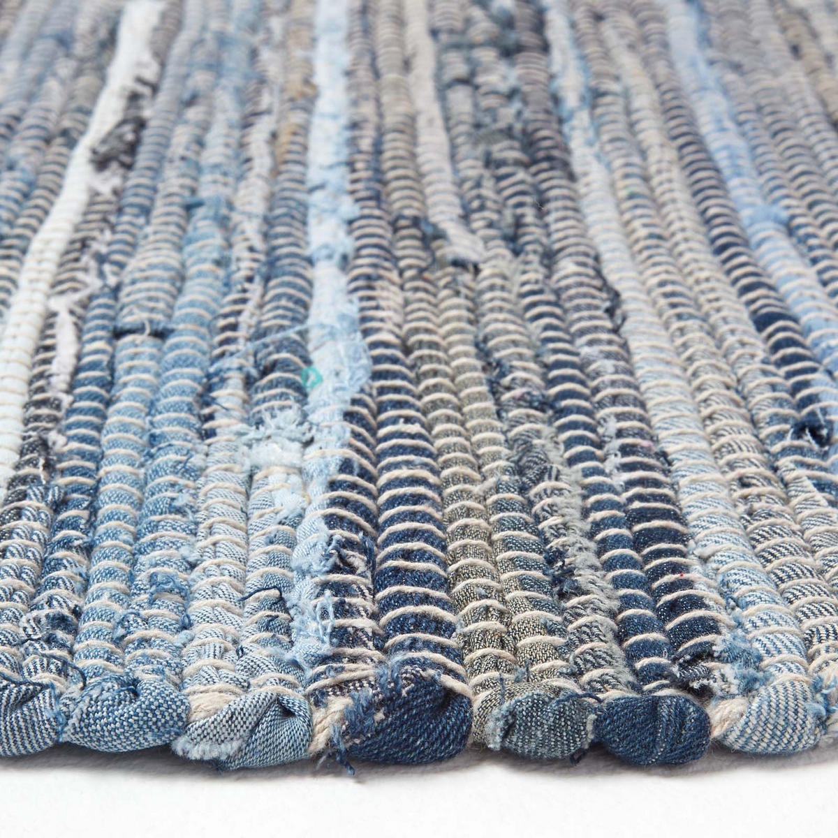 FLICKENTEPPICH-LÄUFER aus Recycling-Denim 66/200 cm - Blau, Textil (66/200cm) - Homescapes