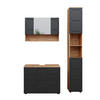 BADMÖBEL-SET Irma Anthrazit gestreift 3 Teile mit Spiegelschrank 80 cm - Honigeiche/Anthrazit, Holzwerkstoff (80/58.6/41cm) - Vicco