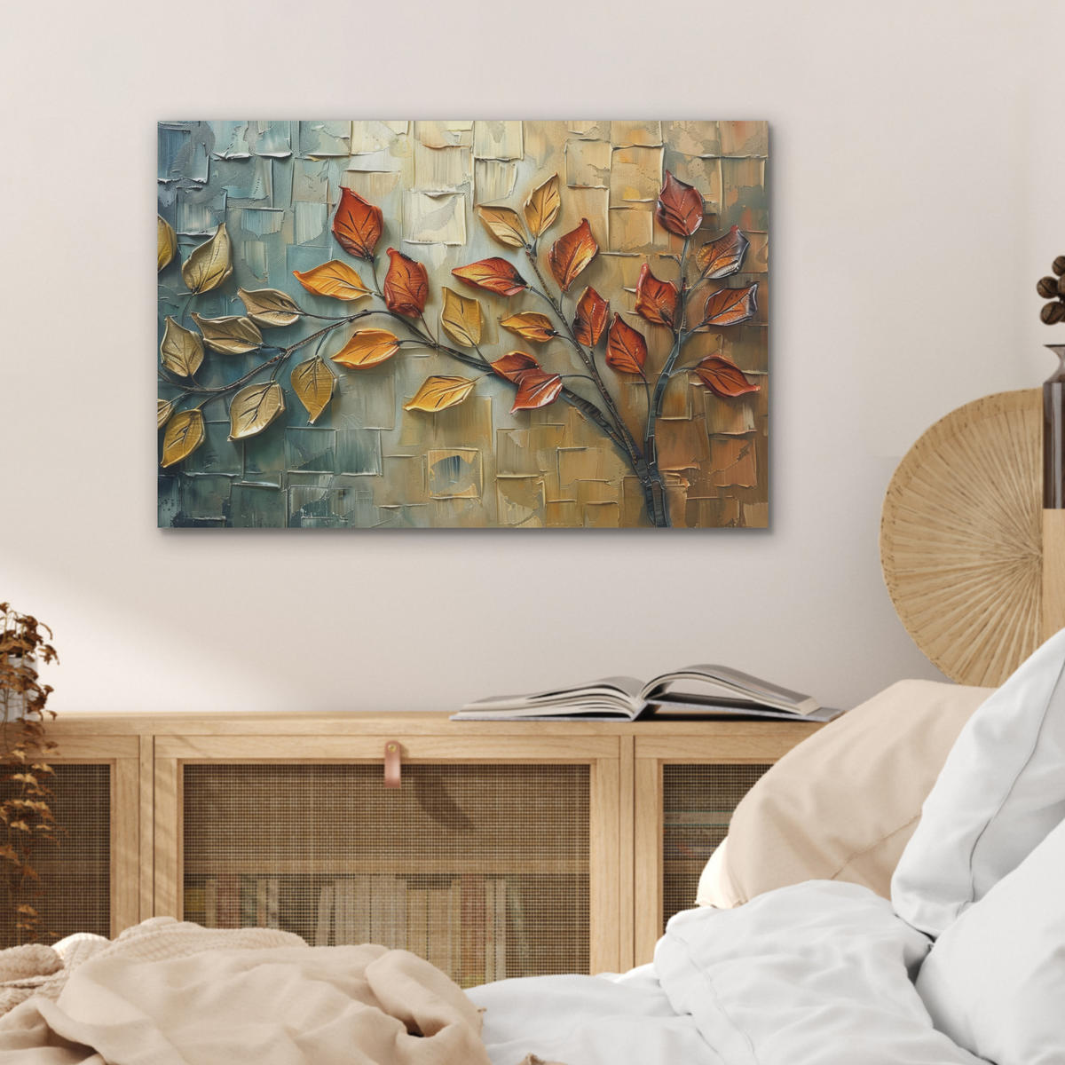 AKUSTIKBILD Baum - Abstrakt - Natur - Kunst Wanddeko 70x50 cm - Goldfarben, Kunststoff (70/50/0.9cm) - MuchoWow