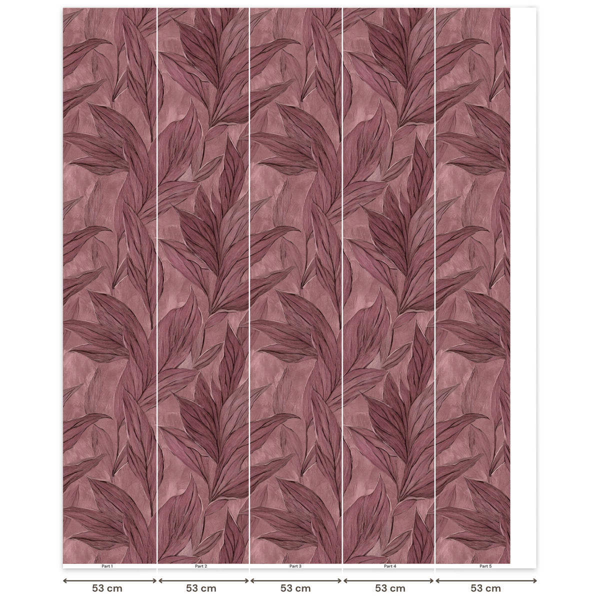 TAPETE - Blätter - Muster - Lila - 240x300 cm - Altrosa, Papier (240/300cm) - OnlyWow