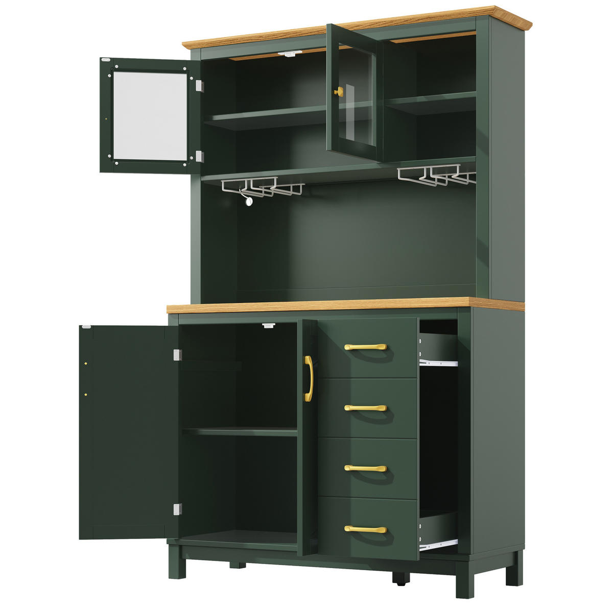 BUFFETSCHRANK mit LED-Lichtleiste 105,5x40x180 cm MDF Grün - Grün, Holzwerkstoff (40/180/105.5cm) - Meubliv
