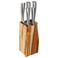 MESSERBLOCK Acacia bestückt 6-tlg., mit Messern, Akazienholz, Stahl - Beige, Holz (10.5/35.5/10.5cm) - 5five Simply Smart