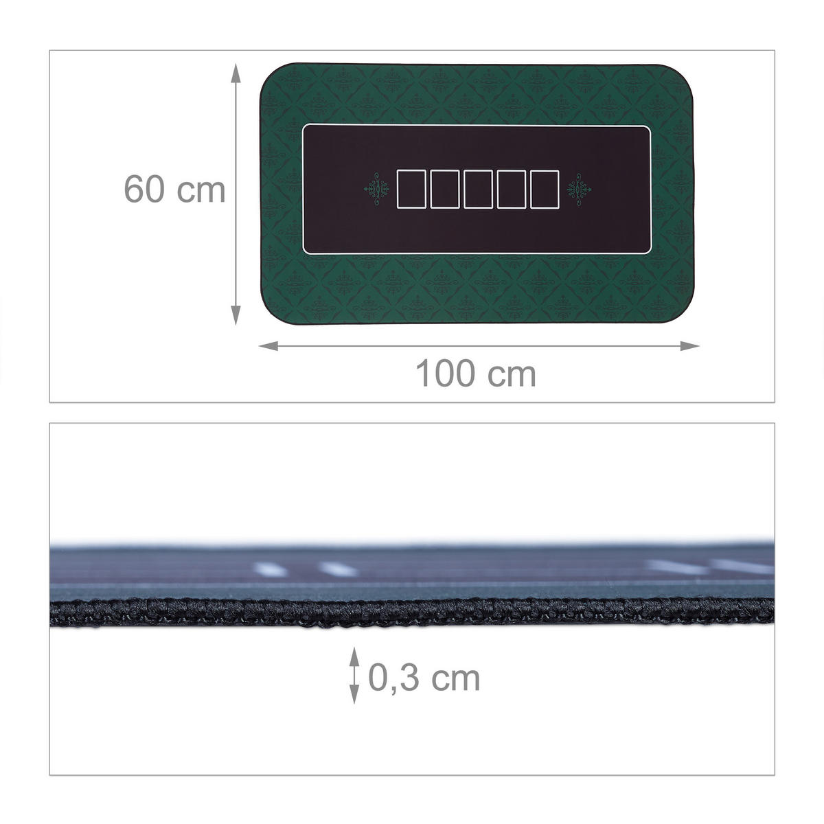 POKERMATTE - Dunkelgrün, Kunststoff/Textil (100/60cm) - Relaxdays