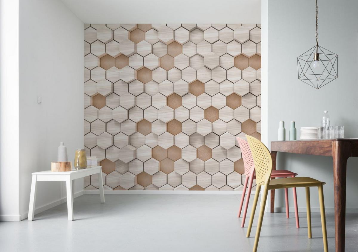 FOTOTAPETE Hexagon 400 x 250 cm - Beige, Papier (400/250cm) - Sanders & Sanders