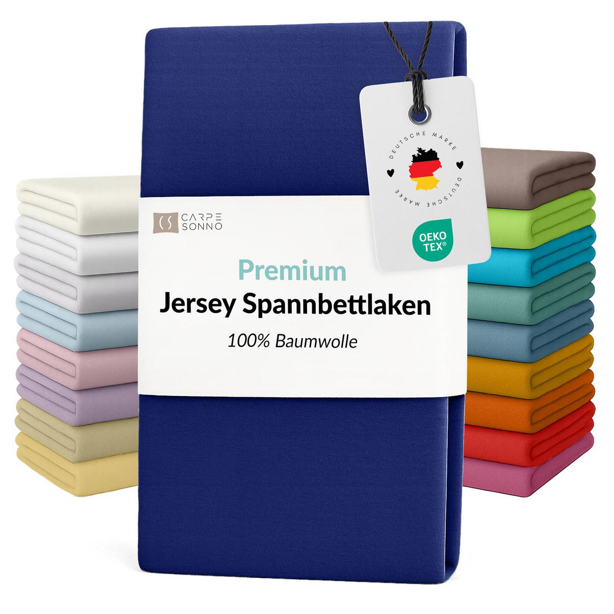 JERSEY-SPANNBETTLAKEN 90x200 - 100x200 Feine Bettlaken aus 100% Baumwolle, Spannbetttuch Laken Uni Royal-Blau - Blau, Textil (100/200cm) - Carpe Sonno