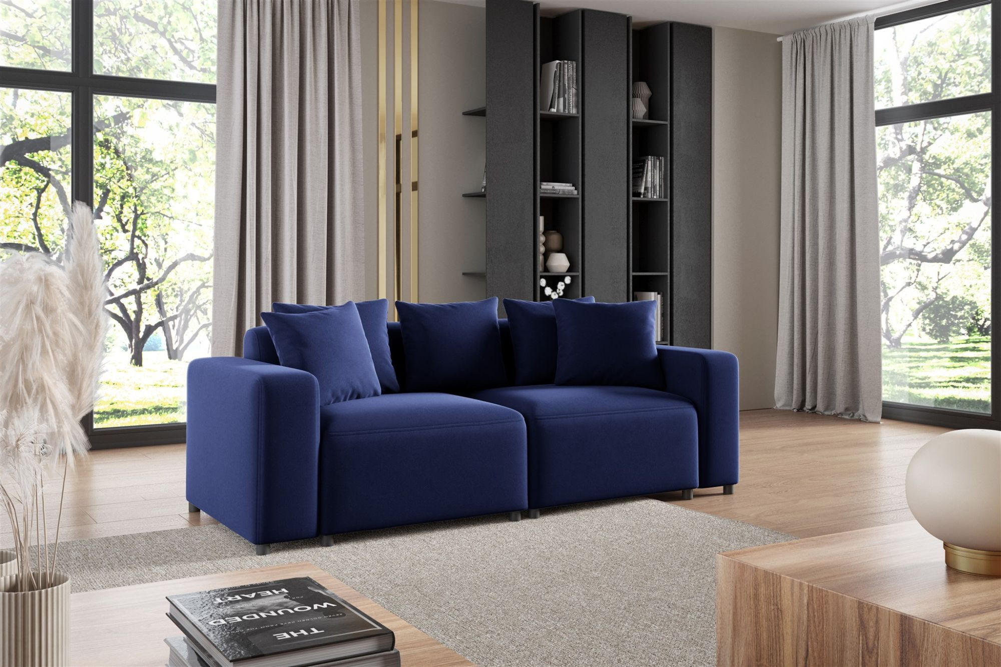 SOFA Megan 2-sitzer In Salvador - Dunkelblau, Holzwerkstoff/Textil (236/75/98cm) - Fun Möbel