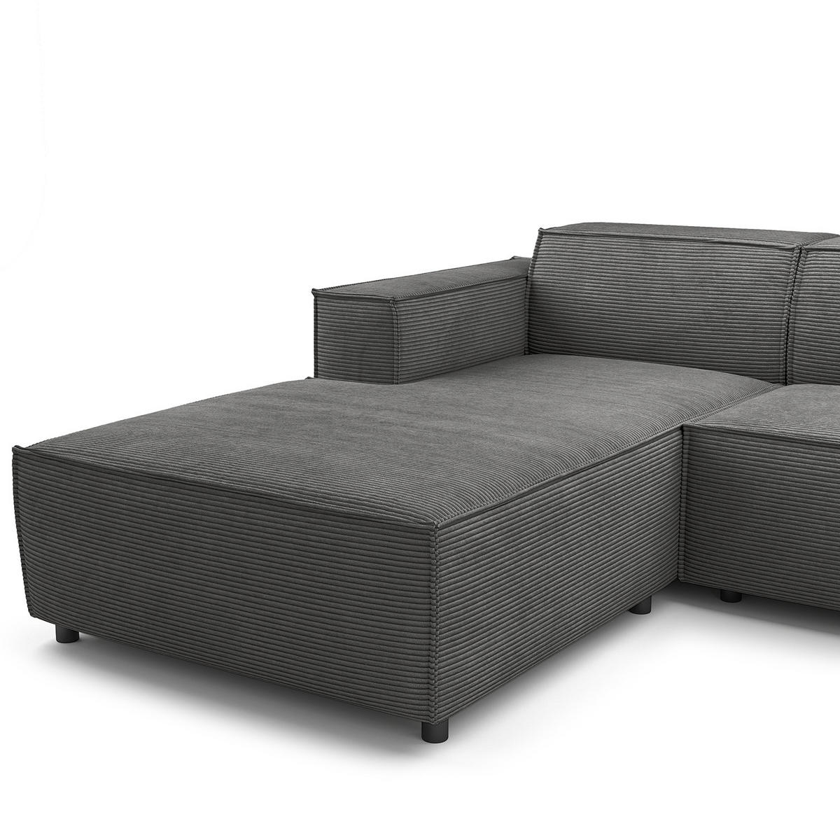 WOHNLANDSCHAFT mit Longchair & Ottomane - Anthrazit/Schwarz, Kunststoff/Textil (369/70/234cm) - home24